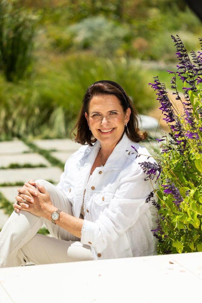 Henriette Holtzhausen in the garden at Val de Vie Evergreen